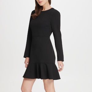 DKNY black flounced hem dress NWT
